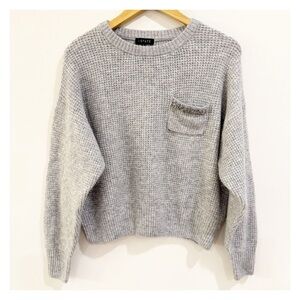 STATE Small Gray Knit Pullover Sweater Beaded Pocket Detail - ✨ Minimalist Chic